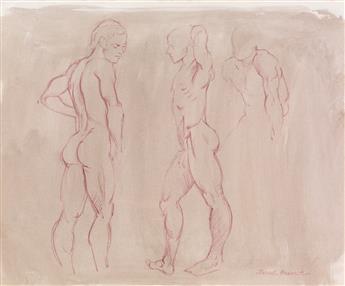 JARED FRENCH Two drawings of male nudes.